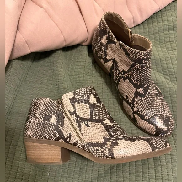 Time and Tru Snake Print Ankle Booties - Picture 2 of 7